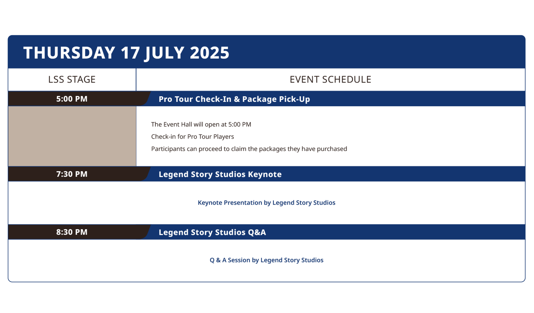 Thursday side events schedule - World Tour 2025