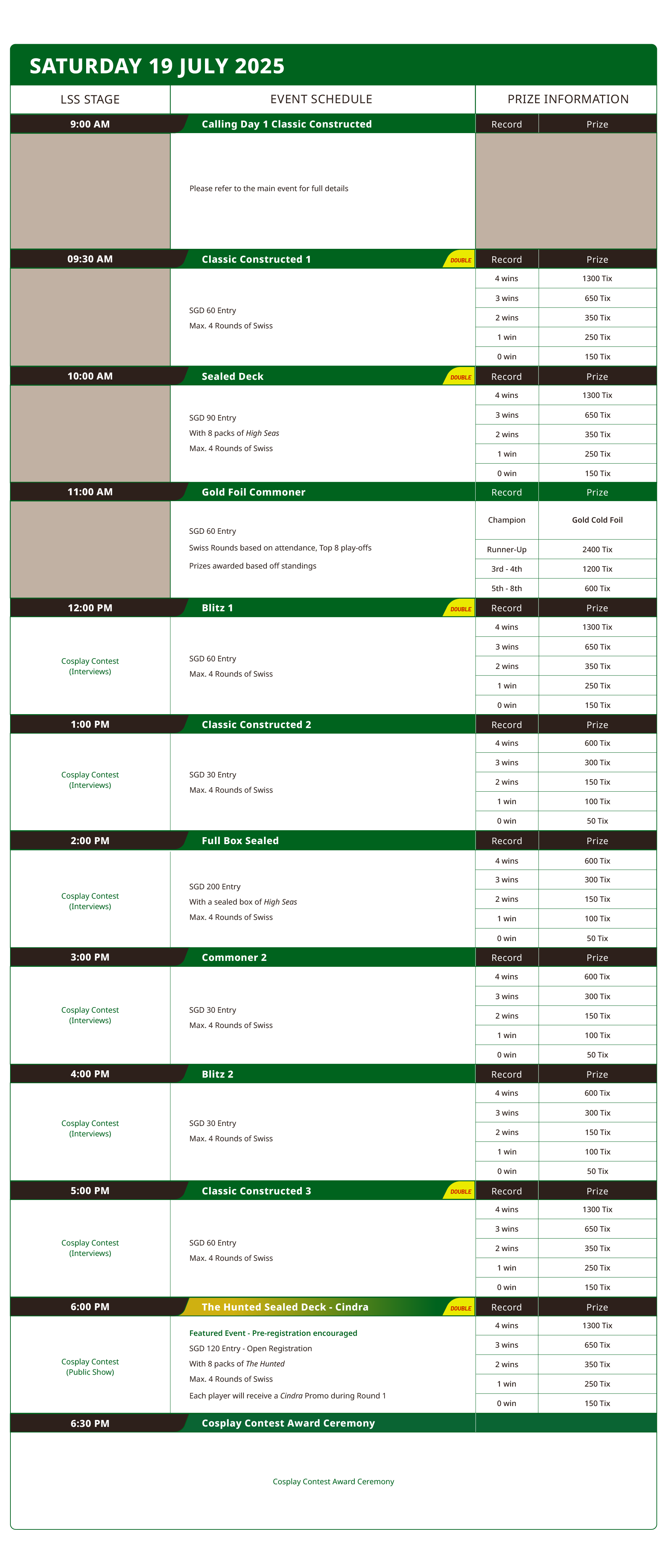 Saturday side events schedule - World Tour Taipei 2025