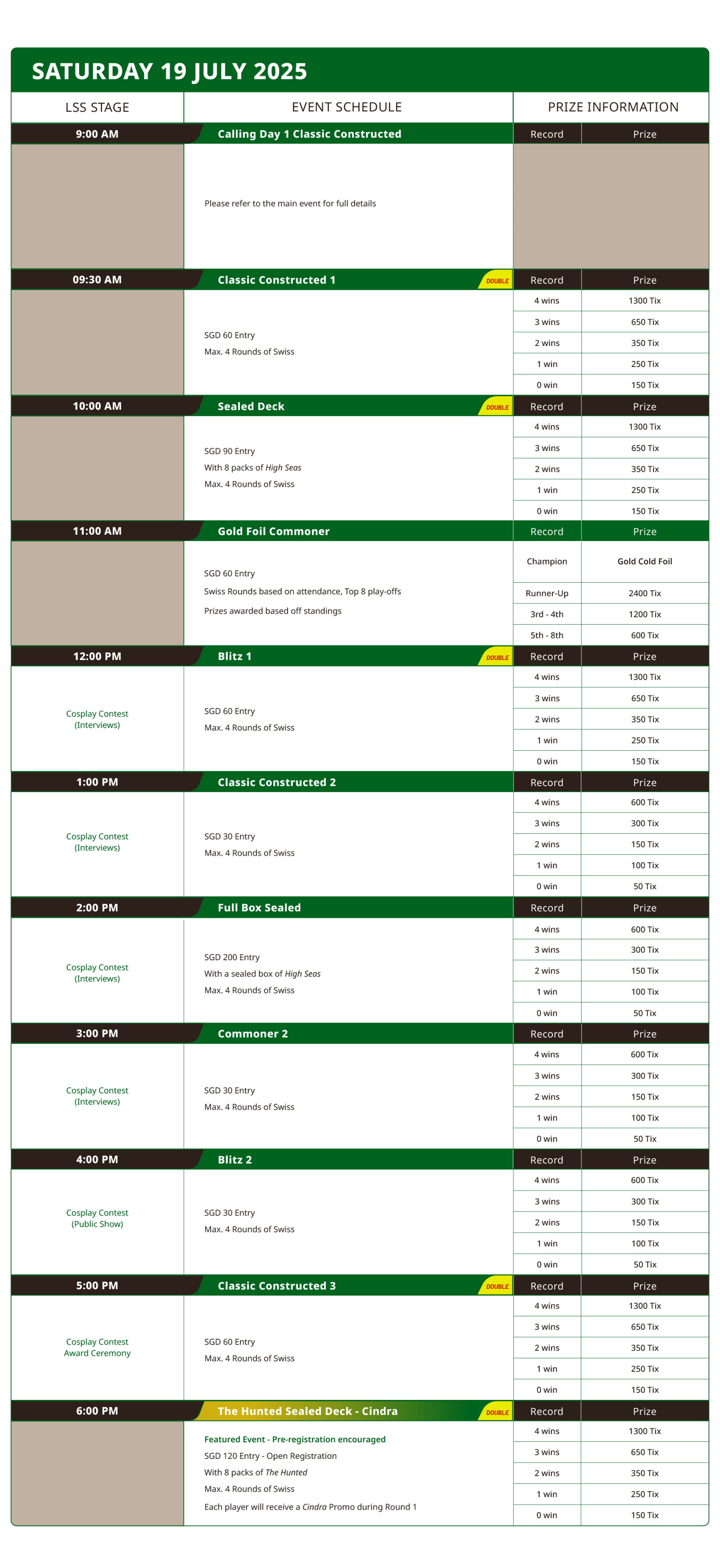 Saturday side events schedule - World Tour Taipei 2025