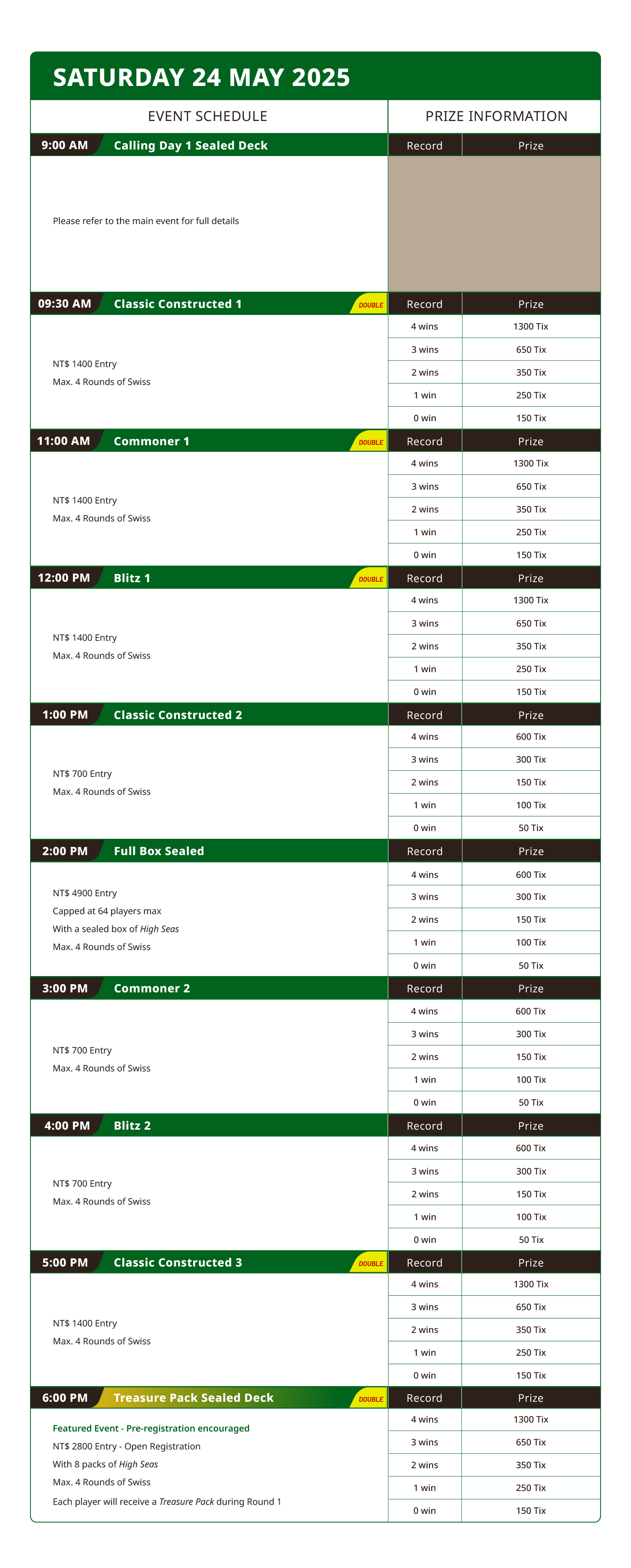 Saturday side events schedule - World Tour Taipei 2025
